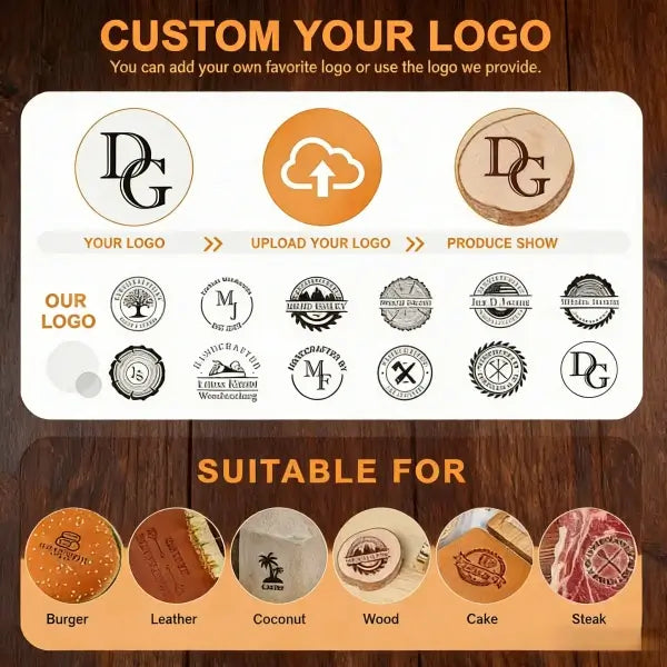 Custom Branding Iron for Wood, Personalized Wood Burning Logo Metal Stamp, Custom Woodworking Signature Branding Iron – Electric & Flame Heated