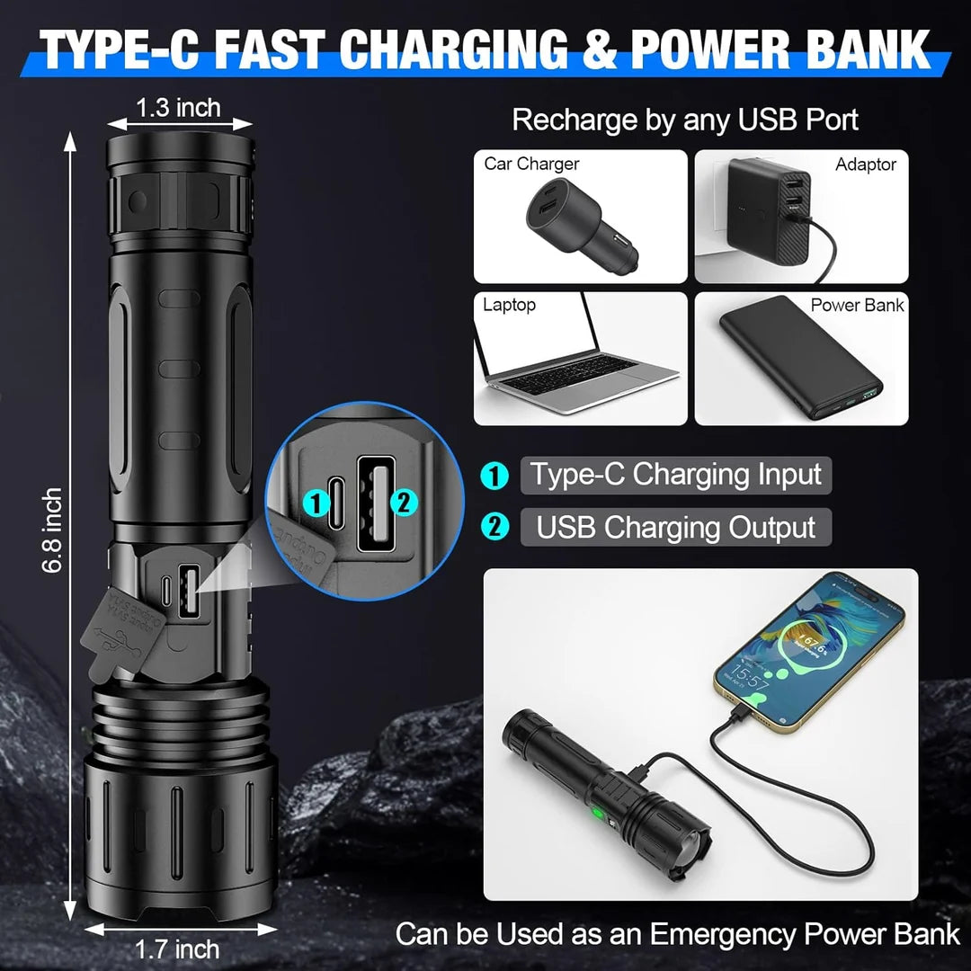 Brightest Rechargeable Flashlight in the World – 100,000 lumens