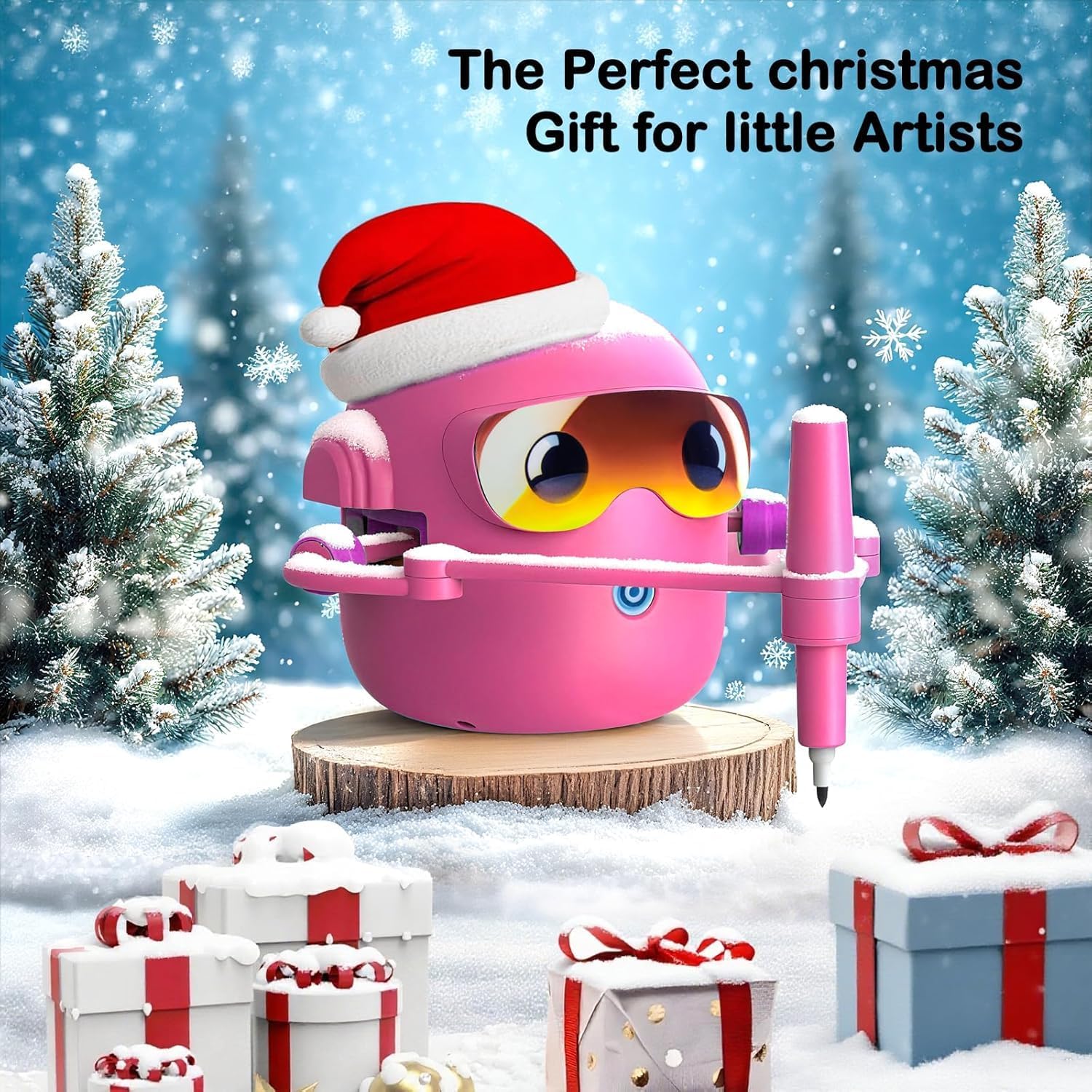 Drawing Robot for Kids with 100 Cards, Montessori Painting Learning Toys for 3 4 5 6 7 8 Year Old Boys Girls,Voice Interactive Early Learning Educational Drawing Toy Gift for Birthday Party