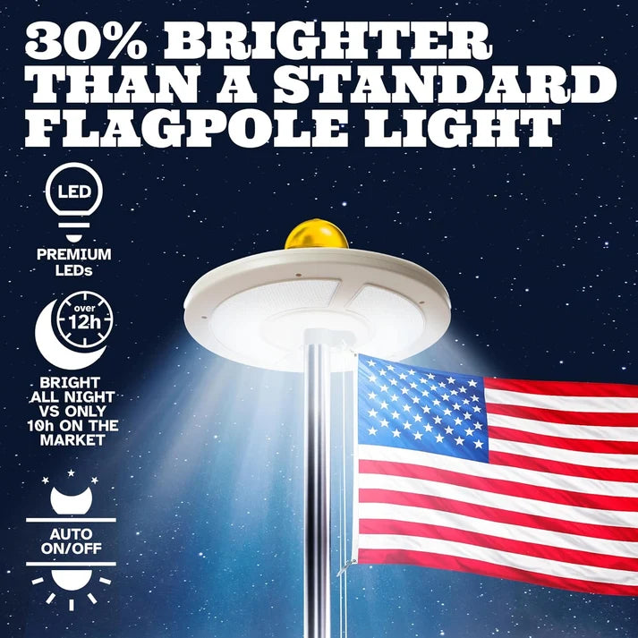 Solar Powered Flagpole Light – 1300 Lumen LED Dusk to Dawn Auto On/Off, Flag Light with 26/136 LEDs, 12+ Hour Battery