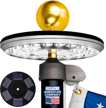 Solar Powered Flagpole Light – 1300 Lumen LED Dusk to Dawn Auto On/Off, Flag Light with 26/136 LEDs, 12+ Hour Battery