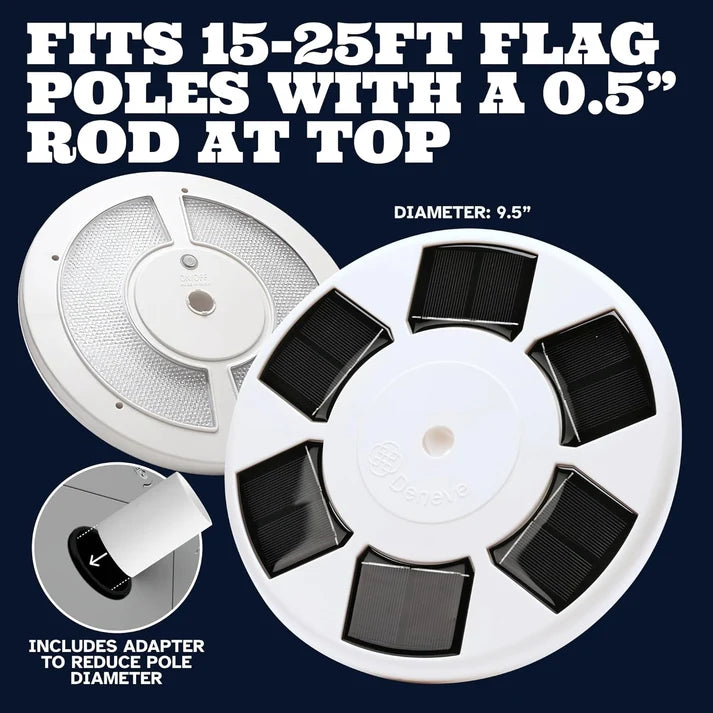 Solar Powered Flagpole Light – 1300 Lumen LED Dusk to Dawn Auto On/Off, Flag Light with 26/136 LEDs, 12+ Hour Battery
